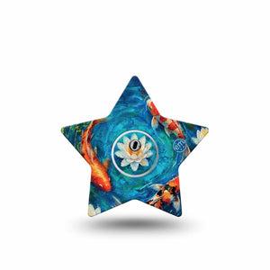 ExpressionMed Koi Pond Freestyle Libre 3 and Libre 3 Plus Star, Single Tape and Single Sticker peaceful pond style Fixing Ring Tape for CGM