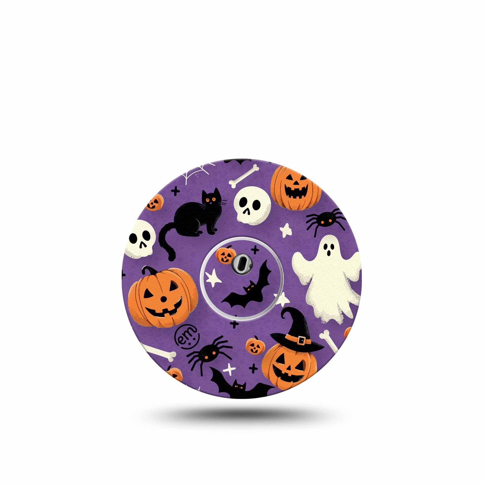 ExpressionMed Happy Halloween Freestyle Libre 3 Tape Single Tape and Single Sticker Cartoon Halloween Theme Adhesive Tape CGM Design