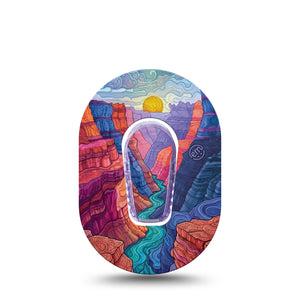 ExpressionMed Grand Canyon Dexcom G6 Mini, Single Tape and Single Sticker desert canyon pattern Waterproof Adhesive Tape for CGM