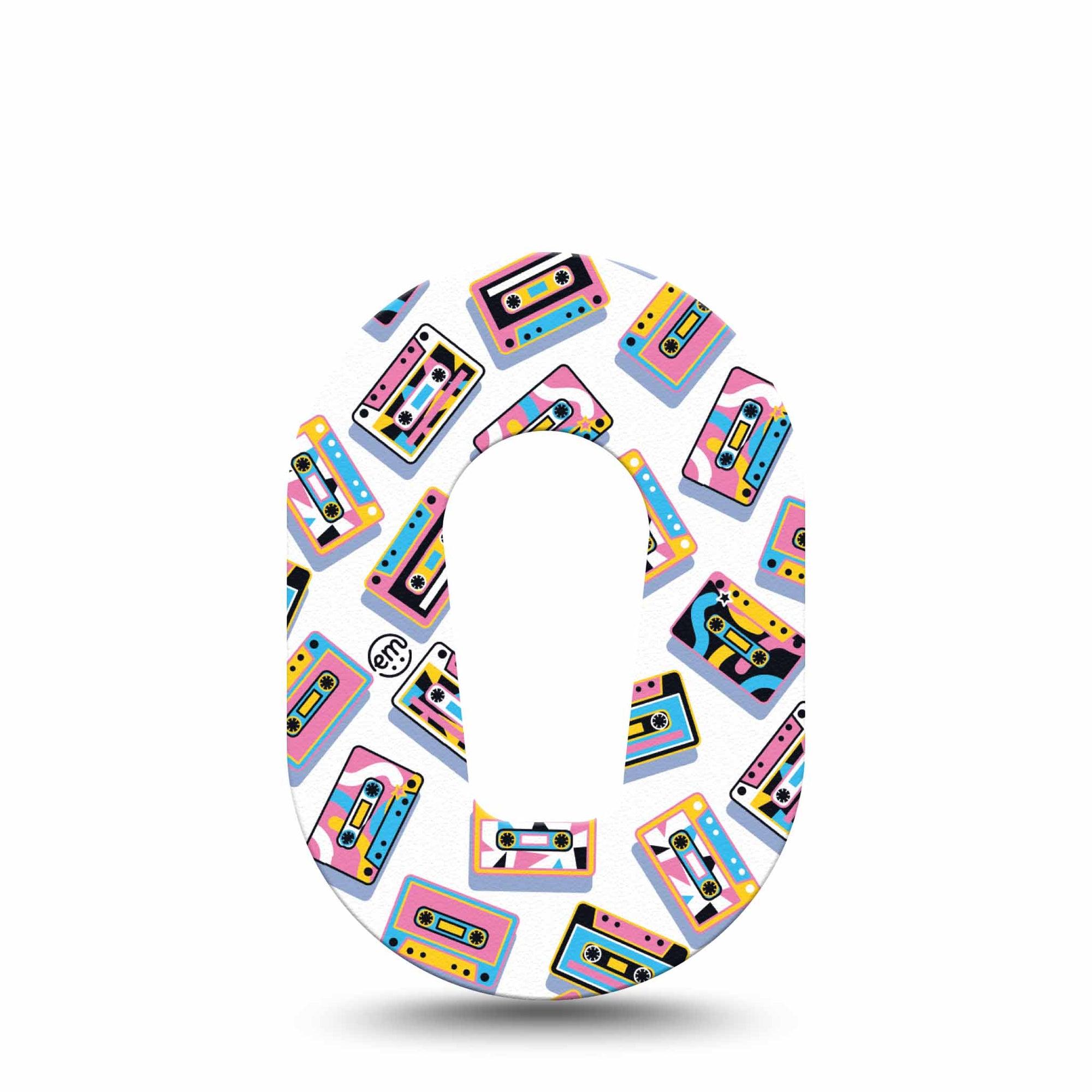 ExpressionMed Vintage Music Tapes Dexcom G6 Mini Tape Single Tape Vintage Cassette Tapes, Adhesive Tape CGM Design