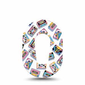 ExpressionMed Vintage Music Tapes Dexcom G6 Mini Tape Single Tape Vintage Cassette Tapes, Adhesive Tape CGM Design