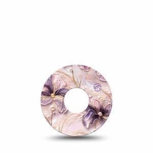 ExpressionMed Pink Pearls Freestyle Libre 3 and Libre 3 Plus, Single Tape Sparkle glitter floral inspired Overlay Patch for Continuous Glucose Monitor