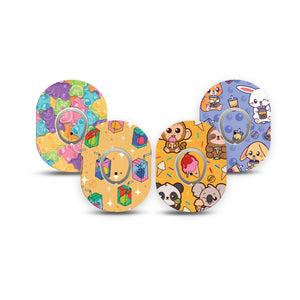 ExpressionMed Sugar Rush Variety Pack Dexcom G7 Mini Tape, Dexcom Stelo Glucose Biosensor System, 4-Pack Tape and 4-Pack Sticker Variety Sugar Drinks and Treats, Patch Continuous Glucose Monitor Design