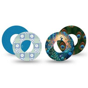 ExpressionMed Ornate Peacock Freestyle Libre, Libre 2 Plus, and Abbott Lingo, 4-Pack Tape peacock plumage design Decorative Patch for Continuous Glucose Monitor