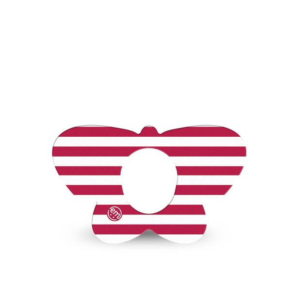 ExpressionMed Red Stripes Dexcom G7 and Dexcom Stelo Glucose Biosensor System Butterfly, Single Tape Red stripes Overlay Tape for CGM