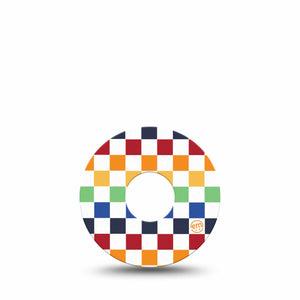 ExpressionMed Rainbow Checkerboard Freestyle Libre 3 and Libre 3 Plus Tape Single Tape Fun Checkerboard, Adhesive Tape Continuous Glucose Monitor Design