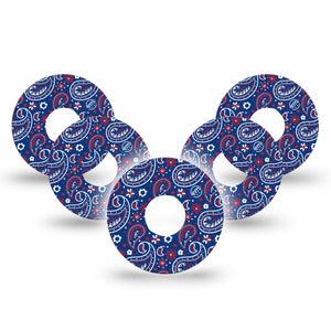 ExpressionMed Independence Paisley Freestyle Libre 3 and Libre 3 Plus Tape 5-Pack Tape Fun Summer Paisley, Adhesive Tape Continuous Glucose Monitor Design