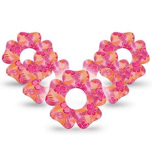 ExpressionMed Pink Hibiscus Infusion Set Flower Shape Tape 10-Pack Tape Pink Hibiscus, Plaster Continuous Glucose Monitor Design