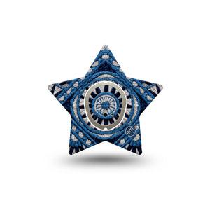 ExpressionMed Indigo Loomwork Dexcom G7 and Dexcom Stelo Glucose Biosensor System Star, Single Tape and Single Sticker Woven fabric inspired Adhesive Patch for CGM