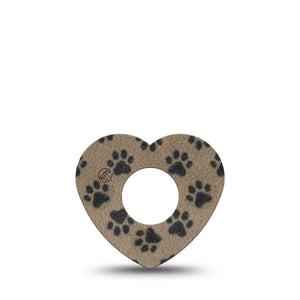 ExpressionMed Fuzzy Pawprints Infusion Heart, 5-Pack Fluffy animal paws Overlay Patch For Insulin Pump