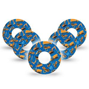 ExpressionMed Construction Trucks Infusion Set Tape, 10-Pack Tape Cement Mixer Toys, Overlay Patch Continuous Glucose Monitor Design