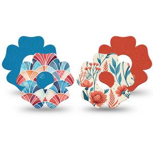 ExpressionMed Teal Rouge Freestyle Libre 3 and Libre 3 Plus Flower, 4-Pack Tape teal red palette Adhesive Tape for Continuous Glucose Monitor