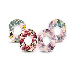 ExpressionMed Warm Florals Dexcom G7 and Dexcom Stelo Glucose Biosensor System Mini, 4-Pack Tape Spring blossomings Fixing Ring Patch for Continuous Glucose Monitor