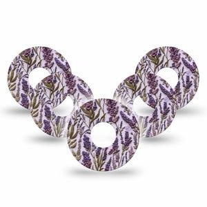 ExpressionMed Stitched Bloom Freestyle Libre 3 and Libre 3 Plus, 5-Pack Purple lavender stems Sensor Decoration for CGM