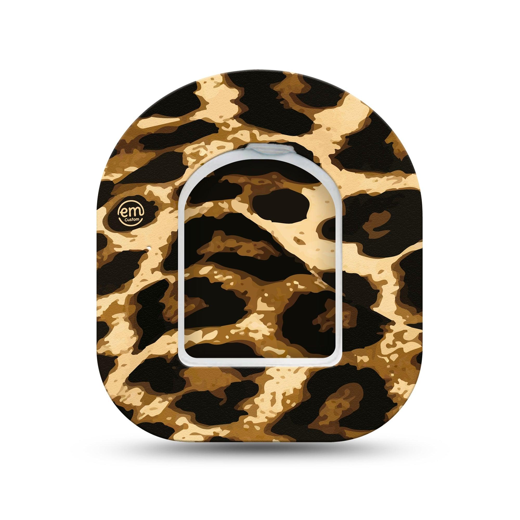 ExpressionMed Leopard Omnipod Surface Center Sticker and Mini Tape Animal Spots Themed Vinyl Sticker and Tape Design Pump Design
