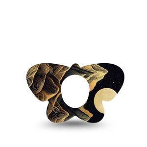 ExpressionMed Black Mountain Dexcom G7 Butterfly Shape Tape, Dexcom Stelo Glucose Biosensor System, Single Tape Night Sky Mountains, Adhesive Tape CGM Design