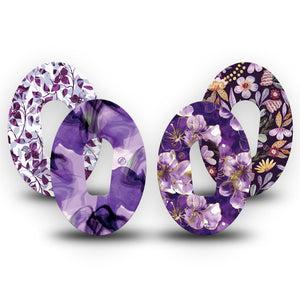 ExpressionMed Moody Plum Dexcom G6, 4-Pack Tape Royal purple petals Decorative Adhesive Tape for CGM