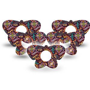 ExpressionMed Ornate Floral Infusion Set Butterfly Shape Tape 10-Pack Tape Boho Pattern Floral, Plaster Continuous Glucose Monitor Design