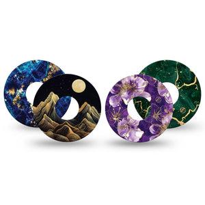 ExpressionMed Midnight Gold Freestyle Libre 3 and Libre 3 Plus, 4-Pack Tape Array of prints Best Covers for CGM