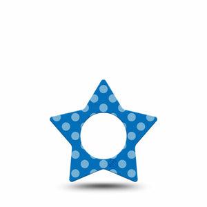 ExpressionMed Blue Polka Dots Freestyle Libre 2 and Libre 2 Plus Star Shape Tape, Abbott Lingo, Single Tape Festive Polka Dots, Adhesive Tape CGM Design