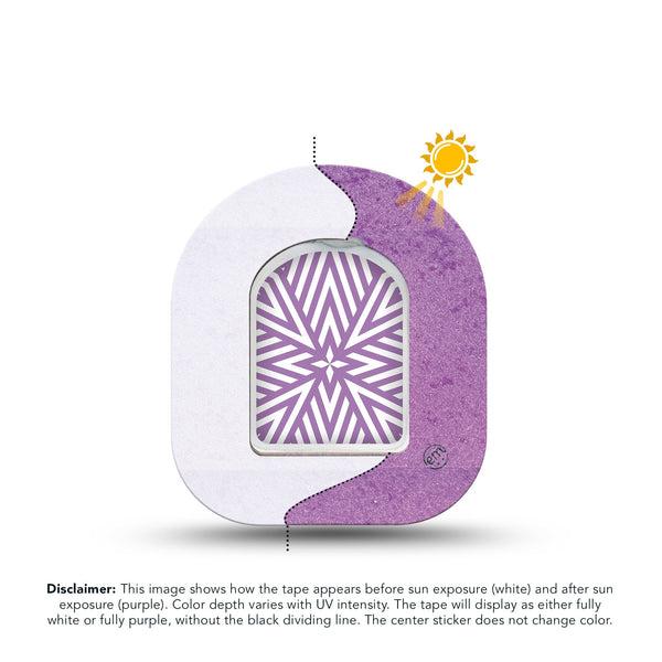 ExpressionMed Solar Violet Omnipod Mini Tape, Single Tape and Single Sticker Photochromatic Color Shift, Adhesive Tape Pump Design