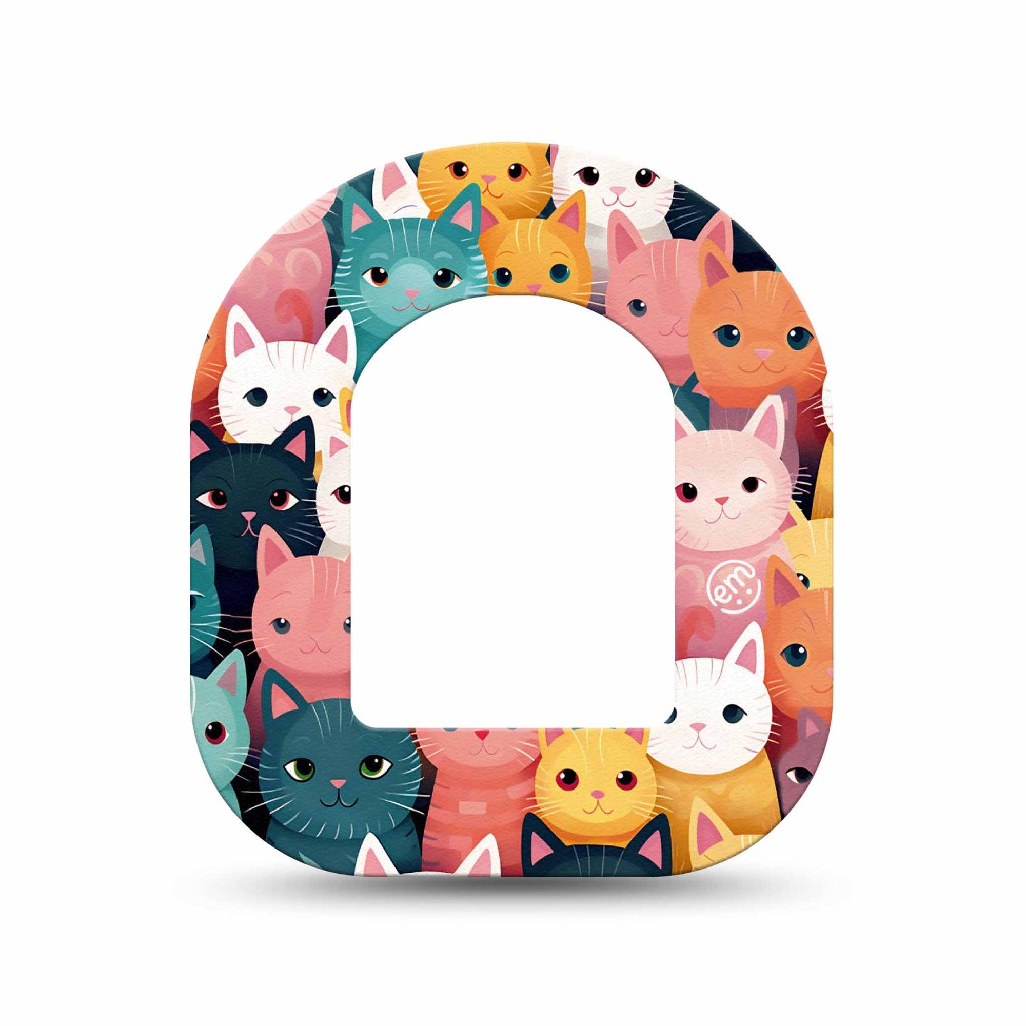 ExpressionMed Rainbow Cats Omnipod Mini Tape Single Brightly Colored Kittens Adhesive Tape Pump Design