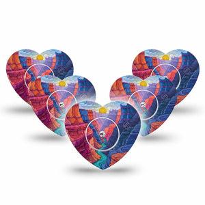 ExpressionMed Grand Canyon Freestyle Libre, Libre 2 Plus, and Abbott Lingo Heart, 5-Pack Tape and 5-Pack Sticker canyon desert pattern Plaster for Continuous Glucose Monitor