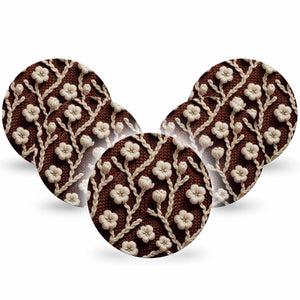 ExpressionMed Cozy Sweater Dexcom G7 Overpatch, Dexcom Stelo Glucose Biosensor System, 5-Pack Tape Knit Florals Print, Overlay Tape CGM Design