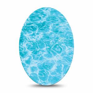 ExpressionMed Sunlit Water Medtronic Guardian Enlite Universal Oval, Single Tape Blue water Vinyl Decoration for CGM
