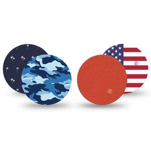 ExpressionMed USA Basics Freestyle Libre, Libre 2 Plus, and Abbott Lingo OverPatch, 4-Pack Tape red white blue palette Fixing Ring Patch for Continuous Glucose Monitor