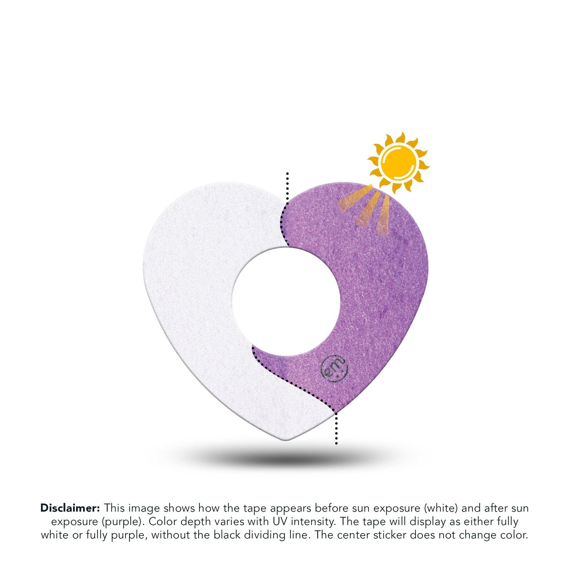 ExpressionMed Solar Violet Infusion Set Heart Shape Tape, 5-Pack Tape UV-Activated Purple, Adhesive Tape Continuous Glucose Monitor Design