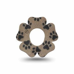 ExpressionMed Fuzzy Pawprints Dexcom G7 and Dexcom Stelo Glucose Biosensor System Flower, Single Tape Fuzzy black paws Adhesive Tape for CGM
