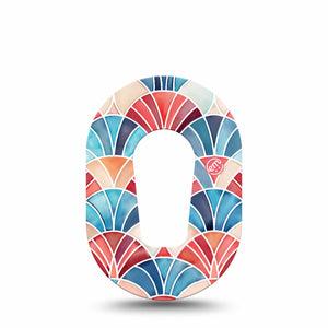 ExpressionMed Watercolor Fan Dexcom G6 Mini, Single Tape Fun arched fan print Adhesive Tape for CGM