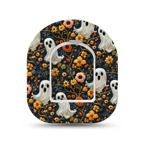 ExpressionMed Embroidered Ghost Omnipod Surface Center Sticker and Mini Tape  Cute Spooky Embroidery, Vinyl Sticker and Tape Design Pump Design