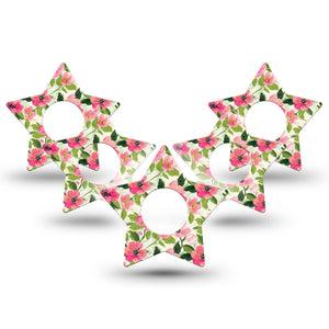 ExpressionMed Painter’s Cosmos Infusion Star, 10-Pack Painted pink blossoms Waterproof Sensor Cover For Pump