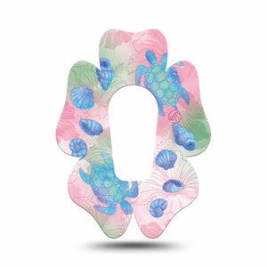 ExpressionMed Turtley One-derful Dexcom G6 Flower, Single Tape Seashells hibiscus Overlay Tape for CGM