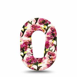 ExpressionMed Maroon Flowers Dexcom G6 Mini Tape, Single Tape Feathery Petals, Adhesive Tape CGM Design