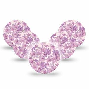 ExpressionMed Purple Daisy Freestyle Libre 3 and Libre 3 Plus Overpatch, 5-Pack Tape Calming Purple Hues, Adhesive Patch CGM Design