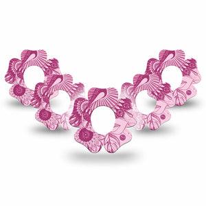 ExpressionMed Magenta Dani Dexcom G7 Flower Shape Tape, Dexcom Stelo Glucose Biosensor System, 5-Pack Tape Magenta Design, Adhesive Tape CGM Design
