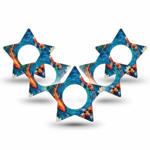 ExpressionMed Koi Pond Freestyle Libre, Libre 2 Plus, and Abbott Lingo Star, 5-Pack garden fish pattern Accessories for Continuous Glucose Monitor