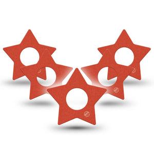 ExpressionMed Cherry Red Infusion Set Star Shape Tape, 10-Pack Tape Solid Color, Fixing Ring Patch Continuous Glucose Monitor Design
