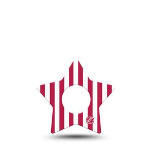 ExpressionMed Red Stripes Infusion Star, 5-Pack Red stripes Waterproof Adhesive Tape For Insulin Pump