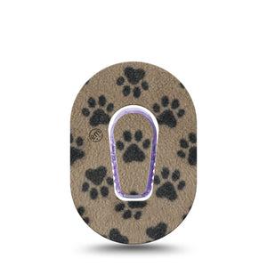 ExpressionMed Fuzzy Pawprints Dexcom G6 Mini, Single Tape and Single Sticker Woolly paws Waterproof Adhesive Tape for CGM