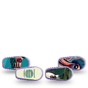 ExpressionMed Action Crew Variety Pack Variety Pack Dexcom G6 Sticker, 4-Pack Sticker Variety Sunglass Wearing Animals, Vinyl Decoration Continuous Glucose Monitor Design