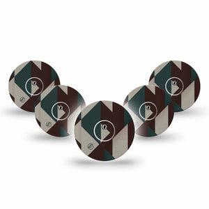 ExpressionMed Timberline  Freestyle Libre 3 and Libre 3 Plus, 5-Pack Tape and 5-Pack Sticker Abstract forest inspired Sensor Cover for CGM