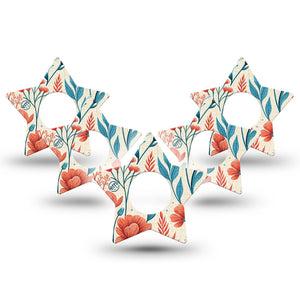 ExpressionMed Desert Wildflower Infusion Star, 10-Pack Red and teal florals Waterproof Sensor Cover For Pump