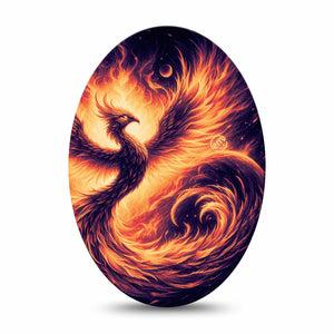 ExpressionMed Rising Phoenix Medtronic Guardian Enlite Universal Oval, Single Tape Strength Hope Symbolism, Plaster CGM Design