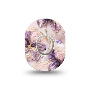 ExpressionMed Pink Pearls Dexcom G7 and Dexcom Stelo Glucose Biosensor System Mini, Single Tape and Single Sticker Pink glistening florals Waterproof Sensor Cover for CGM