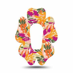 ExpressionMed Retro Brush Stroke Dexcom G6 Flower Shape Tape Single Tape Jewel-Toned Paint Strokes, Adhesive Patch Continuous Glucose Monitor Design