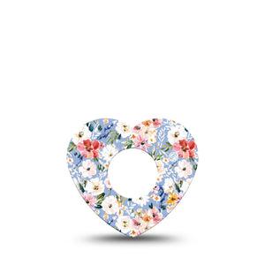 ExpressionMed Petal Breeze Infusion Heart, 5-Pack Sky blue bouquet Overlay Patch For Insulin Pump